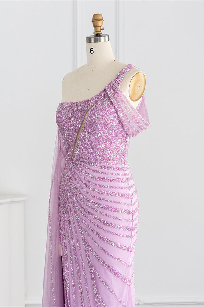 Stunning One Shoulder Mermaid Prom Dress with Sparkle Sequins-BallBride