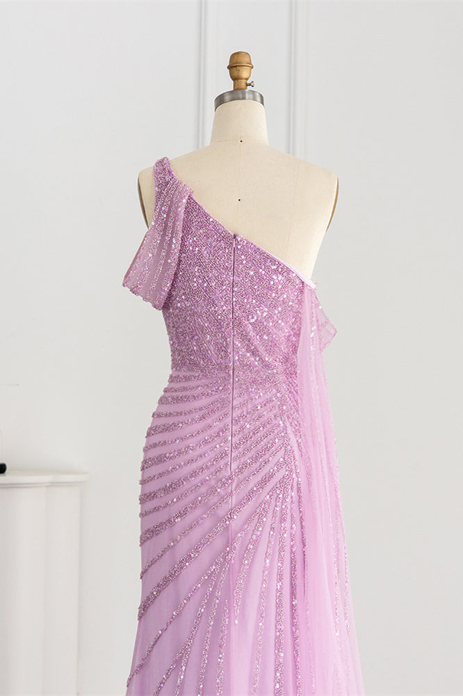 Stunning One Shoulder Mermaid Prom Dress with Sparkle Sequins-BallBride