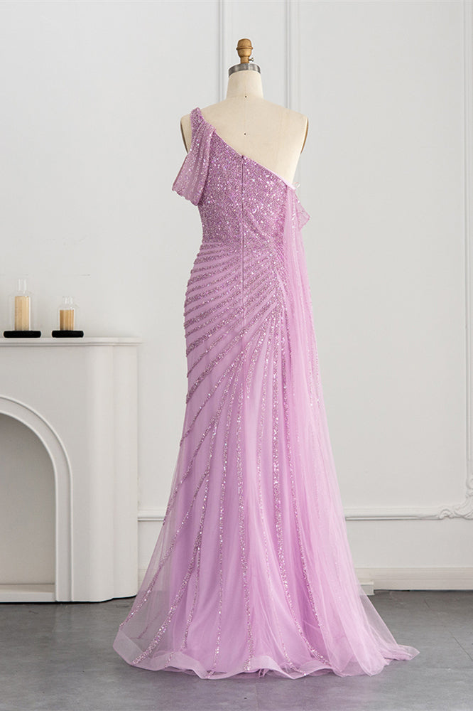 Stunning One Shoulder Mermaid Prom Dress with Sparkle Sequins-BallBride