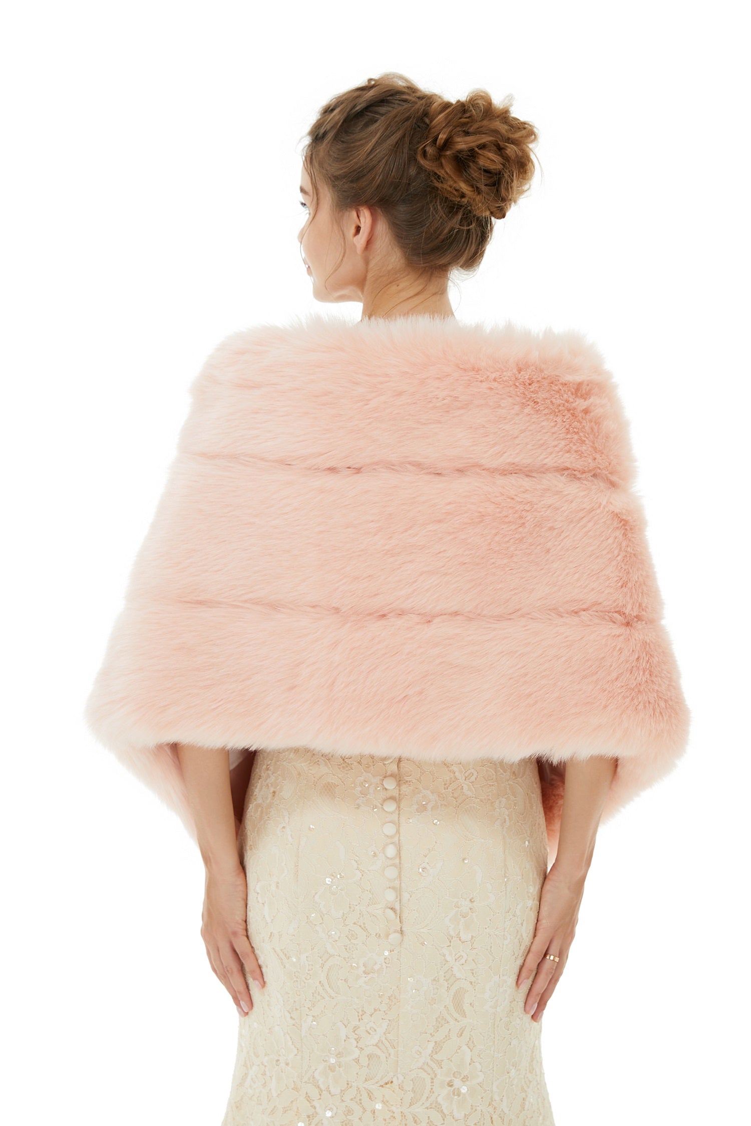 Stunning Pink Faux Fur Wedding Wrap - Shop Online-BallBride