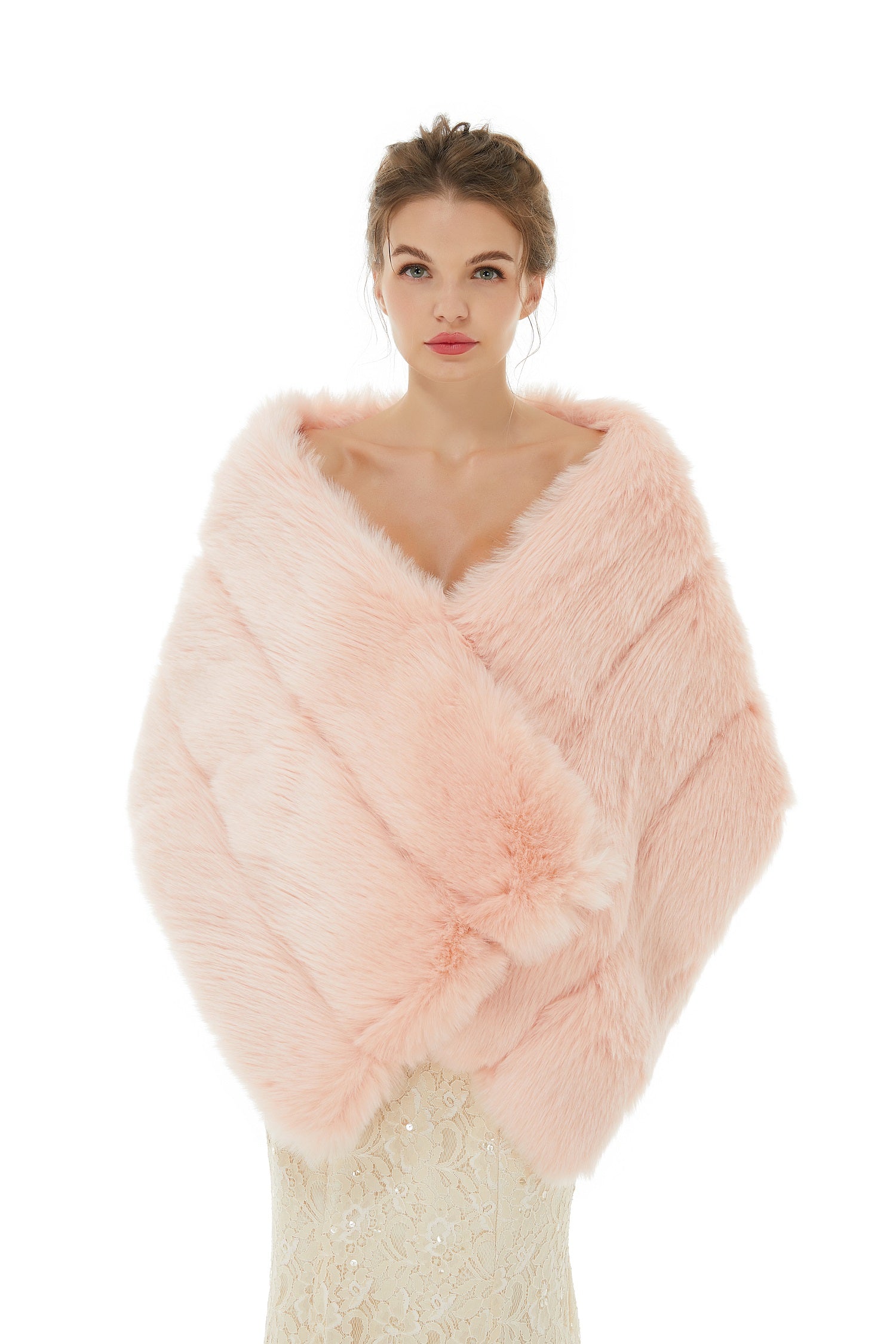 Stunning Pink Faux Fur Wedding Wrap - Shop Online-BallBride