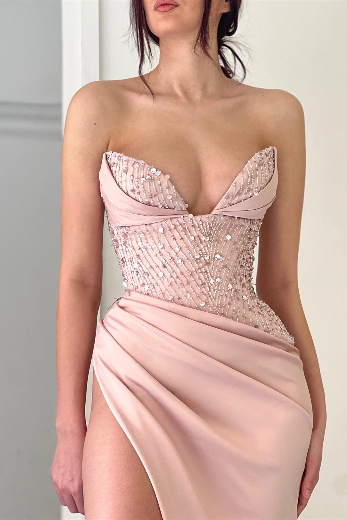 Stunning Pink Sweetheart Mermaid Prom Dress with Sequins & Beads-BallBride