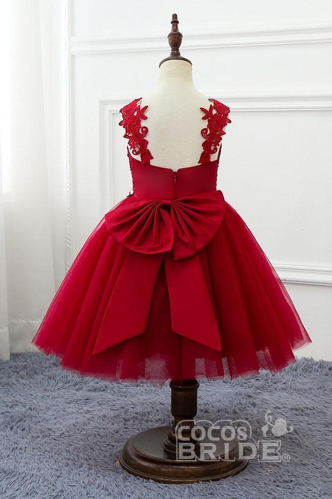 Stunning Red V-Neck Sleeveless Ball Gown Mini Dress-BallBride