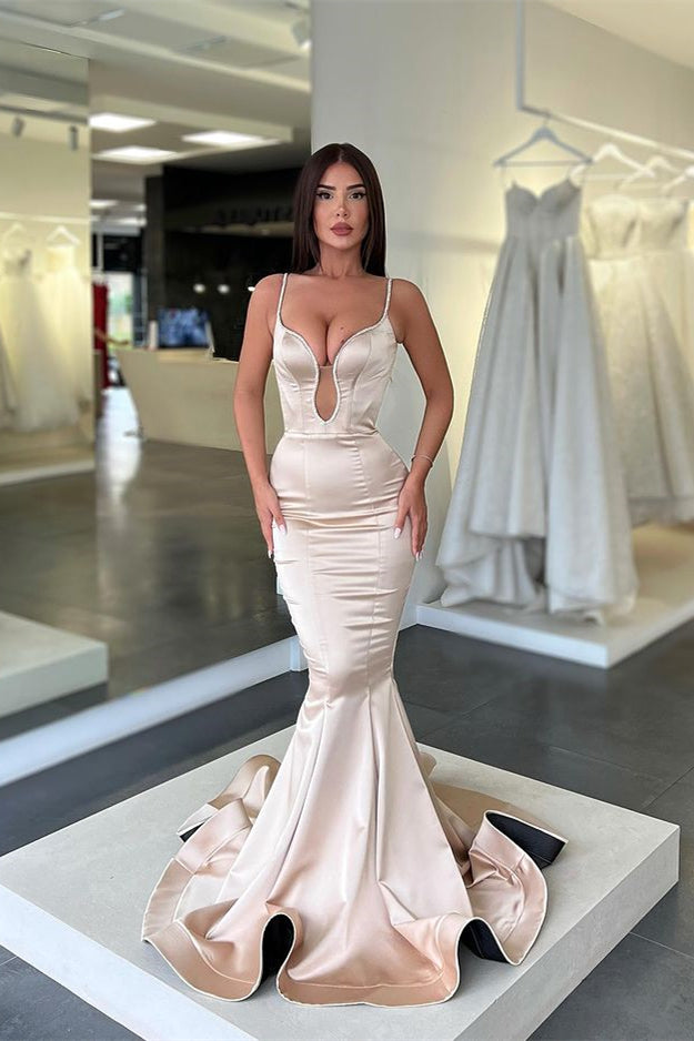 Stunning Sleeveless Mermaid Prom Dress with Long Spaghetti-Straps-BallBride