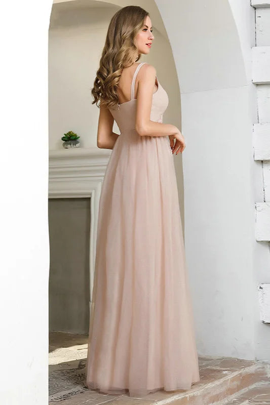 Stunning Sleeveless V-Neck Long Evening Prom Dress-BallBride