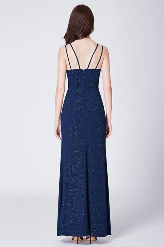 Stunning Spaghetti-Straps Sequins Split Long Evening Prom Dress-BallBride