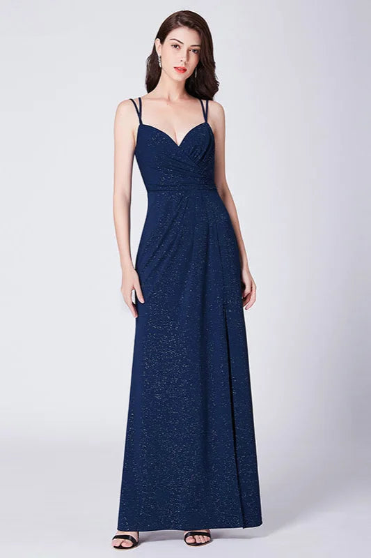 Stunning Spaghetti-Straps Sequins Split Long Evening Prom Dress-BallBride