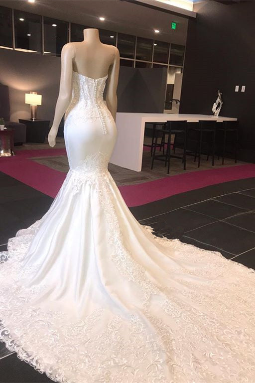 Stunning Sweetheart Sleeveless Lace Mermaid Wedding Dress-BallBride