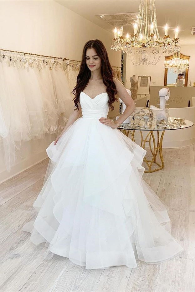 Stunning Sweetheart Wedding Dress with Tulle Ruffles-BallBride