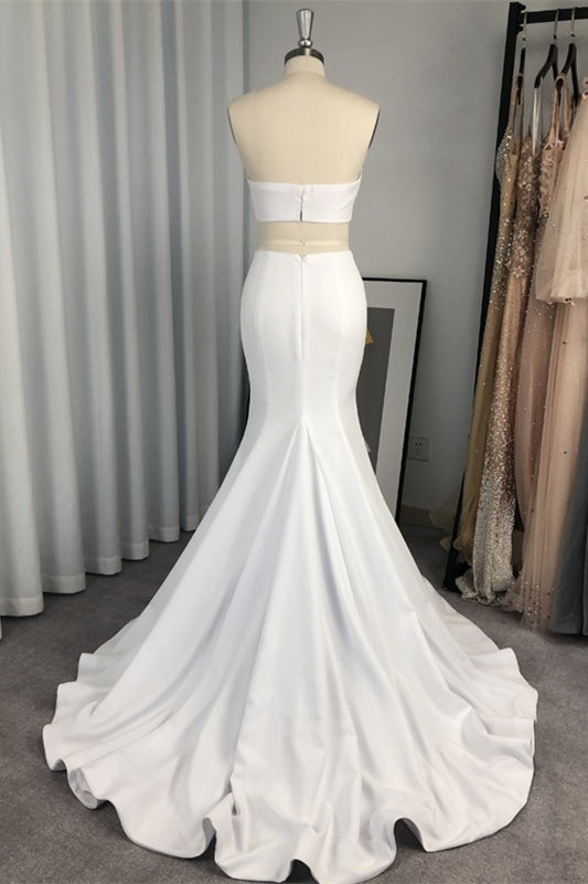 Stunning Two Pieces Mermaid Prom Dress - White-BallBride