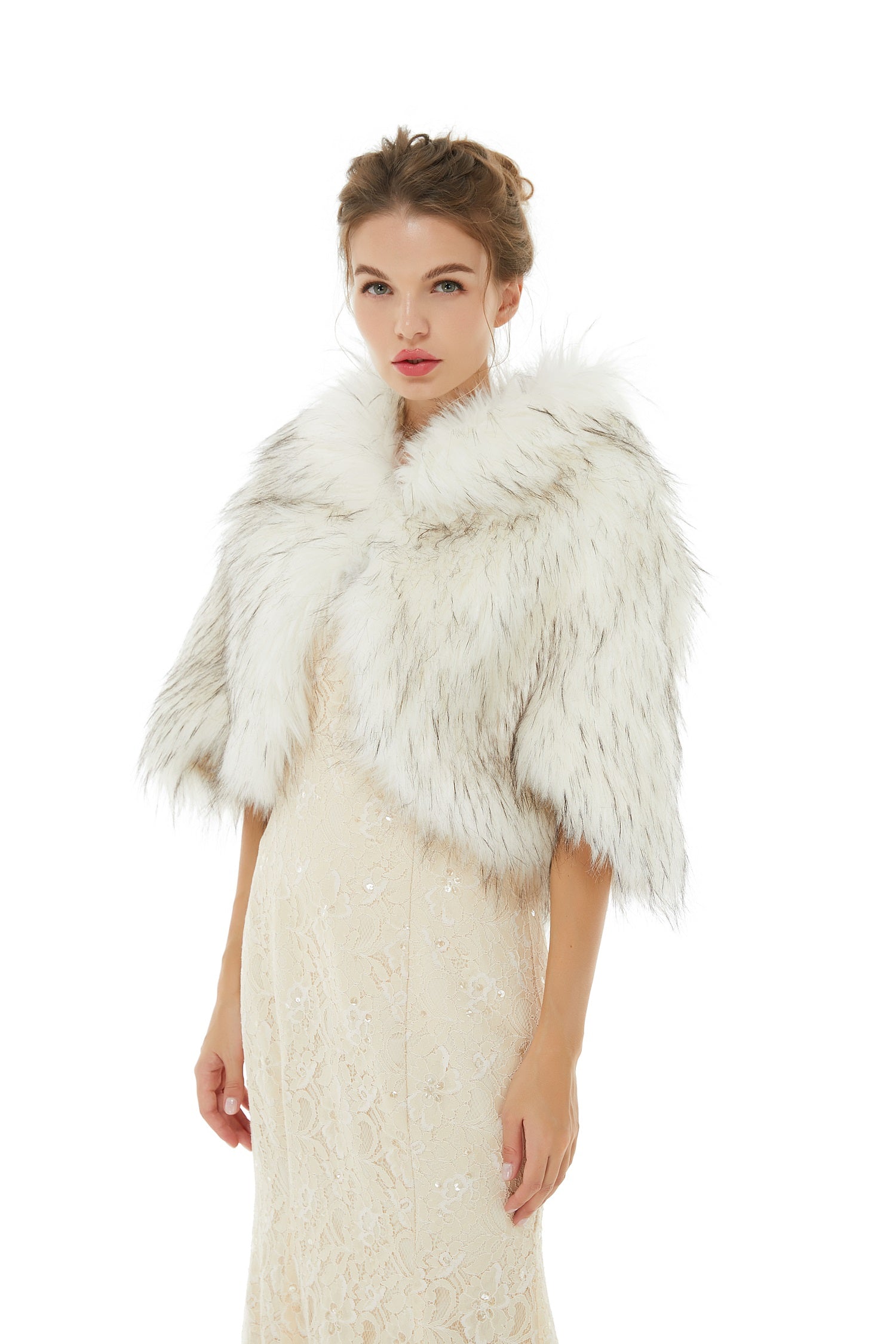 Stunning White Winter Faux Fur Wedding Wrap-BallBride