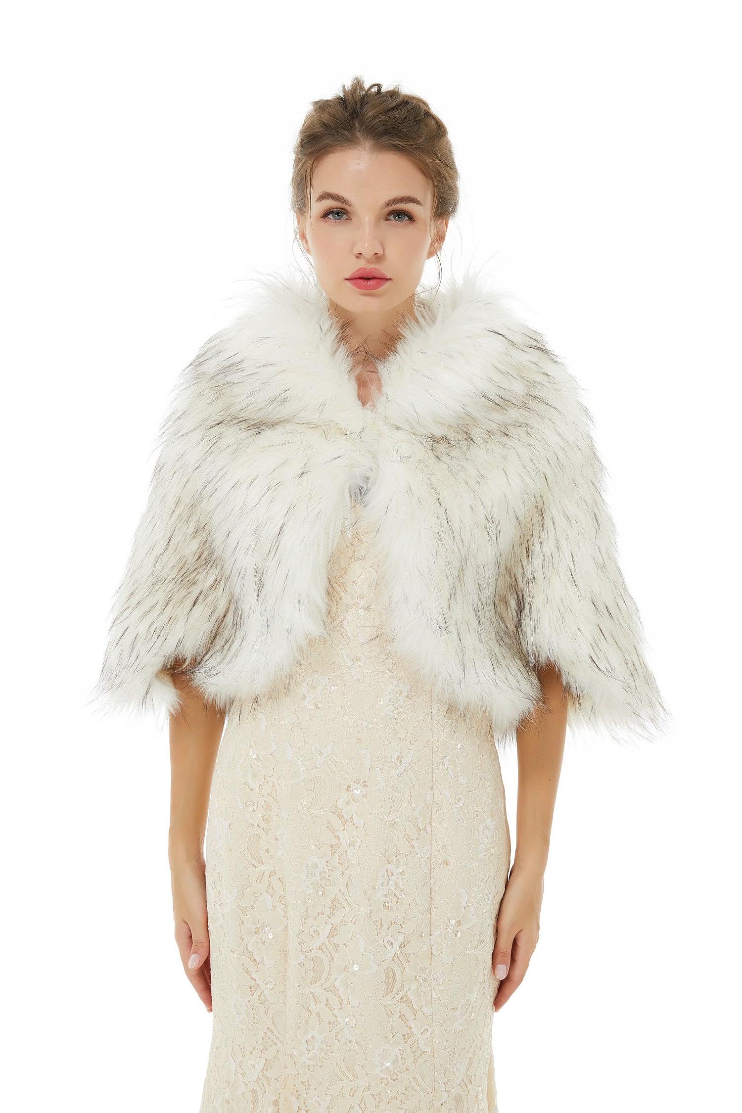 Stunning White Winter Faux Fur Wedding Wrap-BallBride