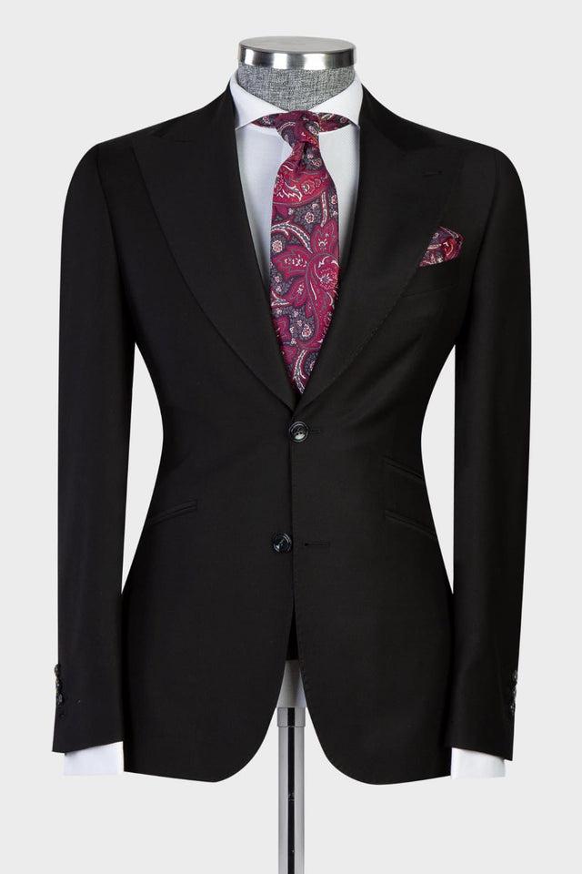 Stylish Black Peaked Lapel Bespoke Men Suits for Business by Emlyn-BallBride