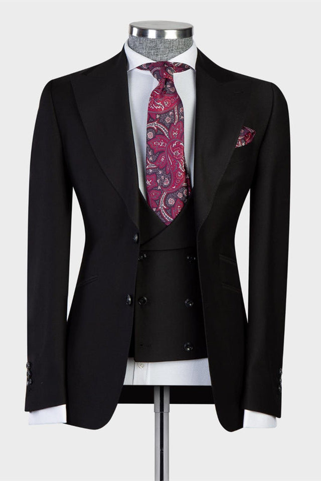 Stylish Black Peaked Lapel Bespoke Men Suits for Business by Emlyn-BallBride