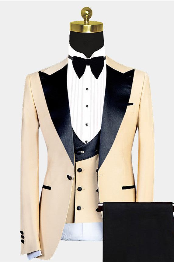 Stylish Peaked Lapel Slim Fit Wedding Suit For Men-BallBride