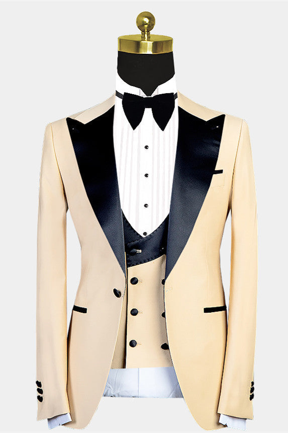 Stylish Peaked Lapel Slim Fit Wedding Suit For Men-BallBride