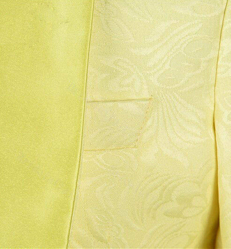 Three Piece Shawl Lapel Jacquard Morning Suit - Yellow-BallBride