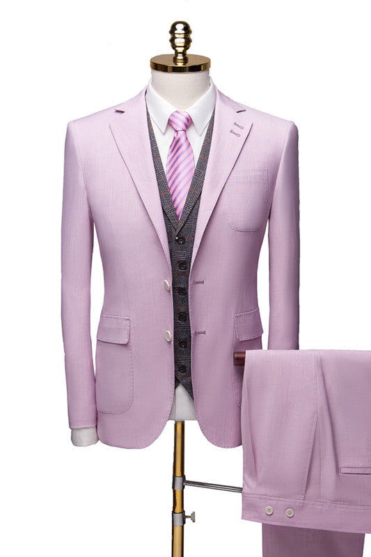 Three Pieces Men's Wear Prom Outfits with Notched Collar - Purple-BallBride