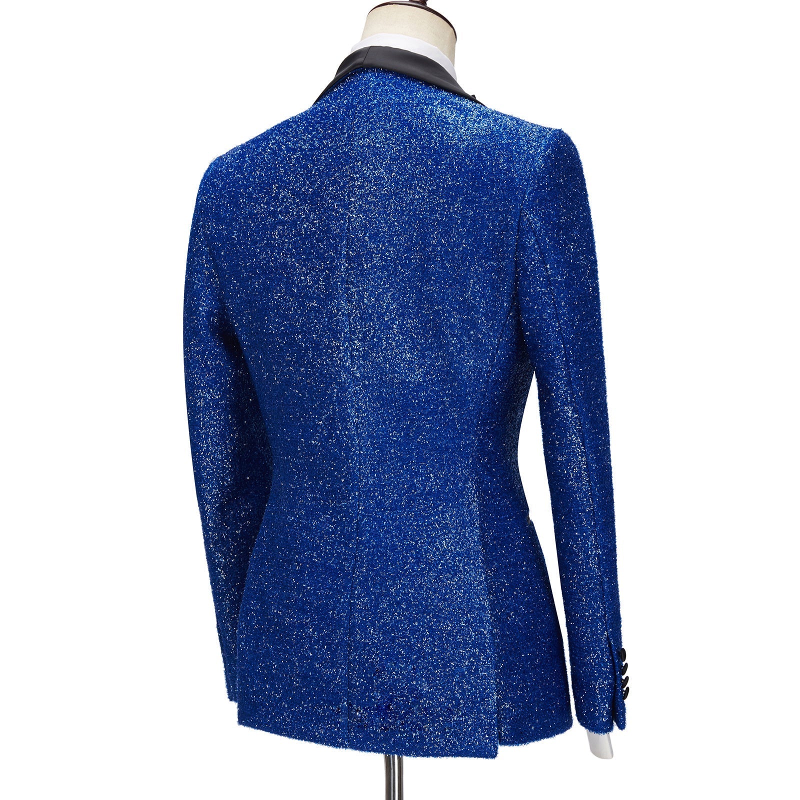 Three Pieces Prom Attire For Guys - Royal Blue Sparkle One Button-BallBride