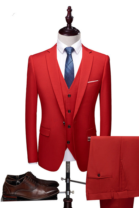 Three Pieces Suits for Men ¨C Red Notched Lapel for Prom-BallBride