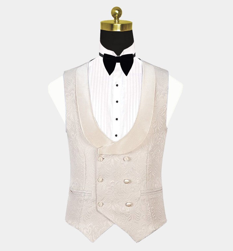 Three Pieces White Prom Suit with Shawl Lapel - Online Ideas-BallBride