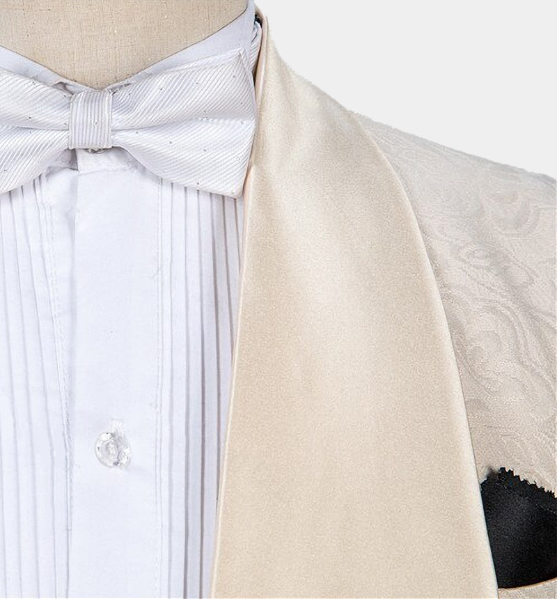 Three Pieces White Prom Suit with Shawl Lapel - Online Ideas-BallBride