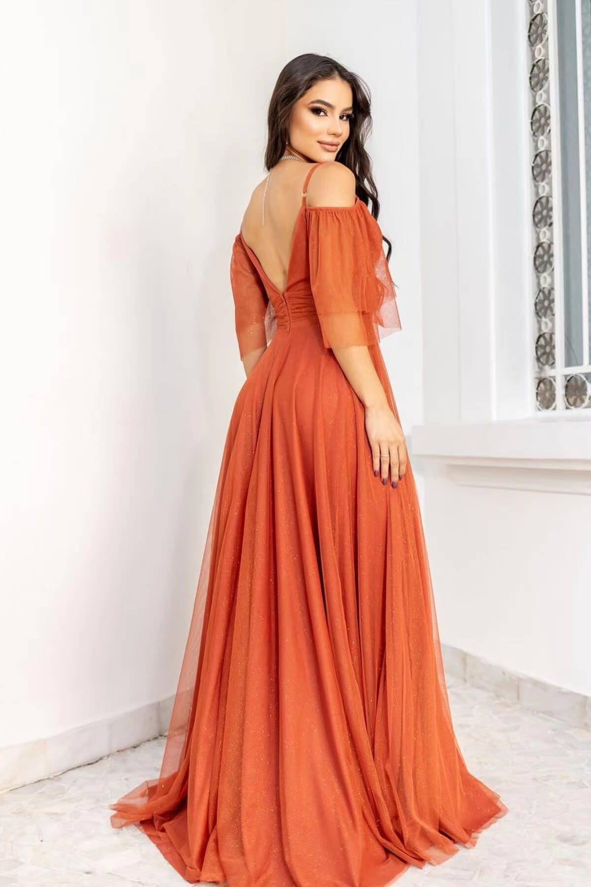 Tulle Spaghetti-Straps Boho Prom Dress A Line-BallBride