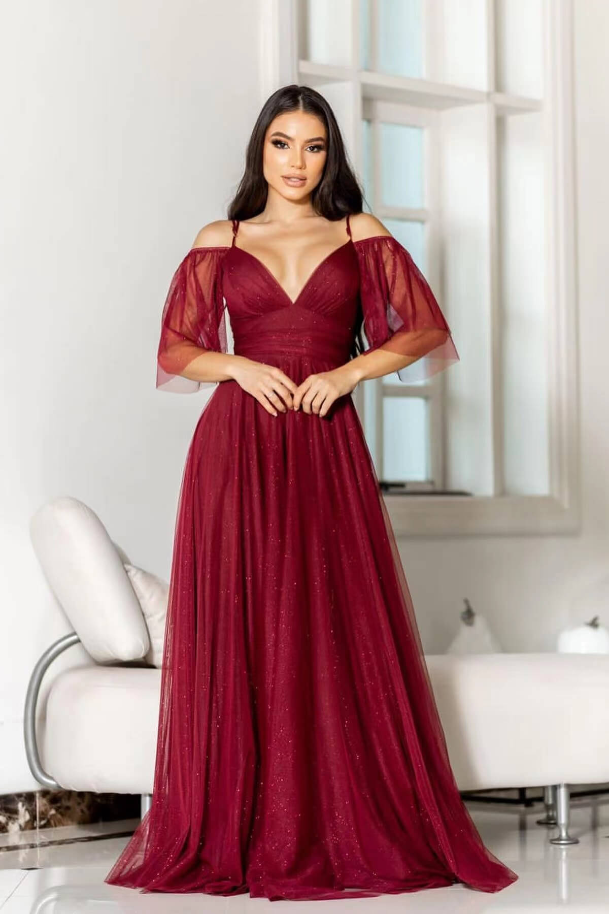 Tulle Spaghetti-Straps Boho Prom Dress A Line-BallBride