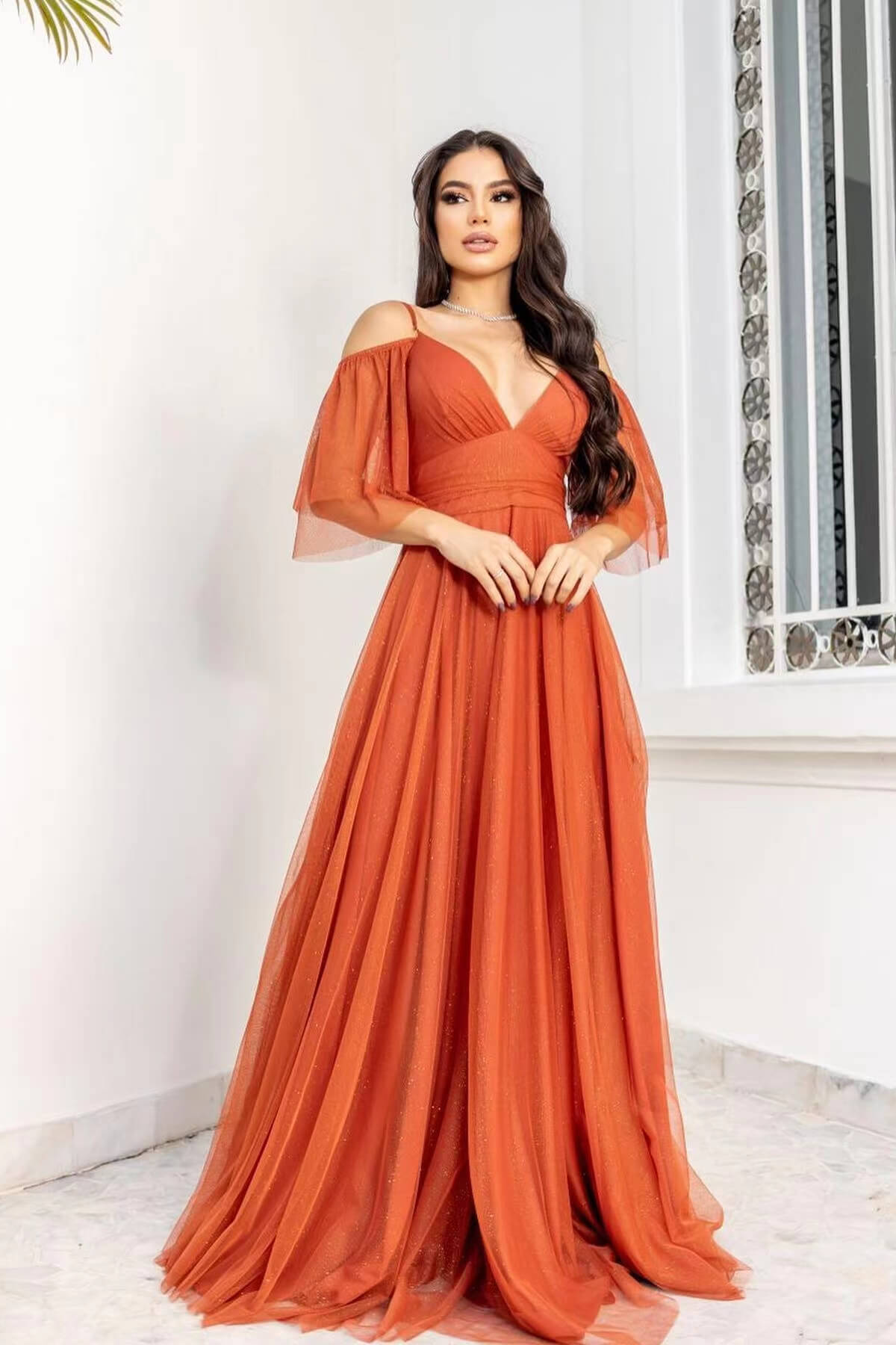 Tulle Spaghetti-Straps Boho Prom Dress A Line-BallBride
