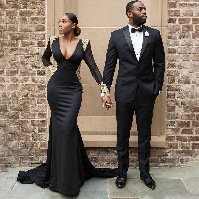 Two Piece Black Formal Business Suit for Men Online-BallBride