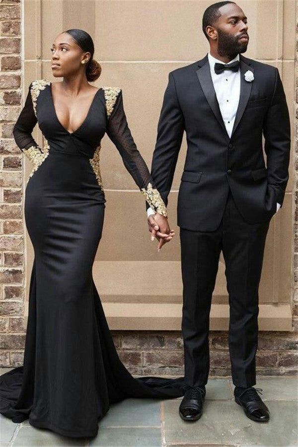 Two Piece Black Formal Business Suit for Men Online-BallBride