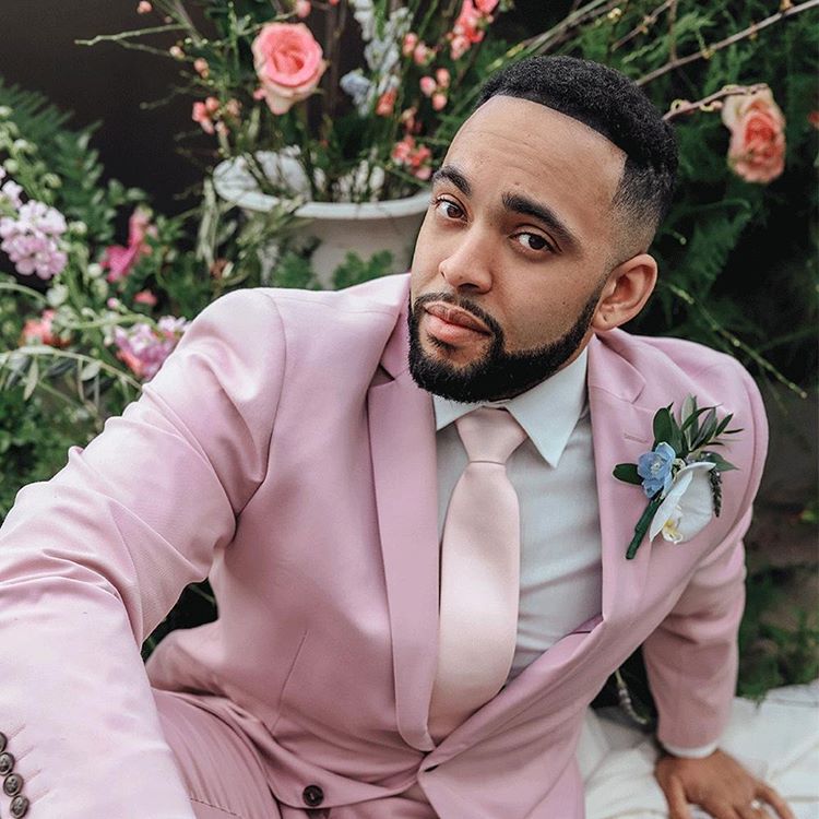 Two Piecs Pink Notched Lapel Dinner Prom Suits For Guys Slim Fit-BallBride