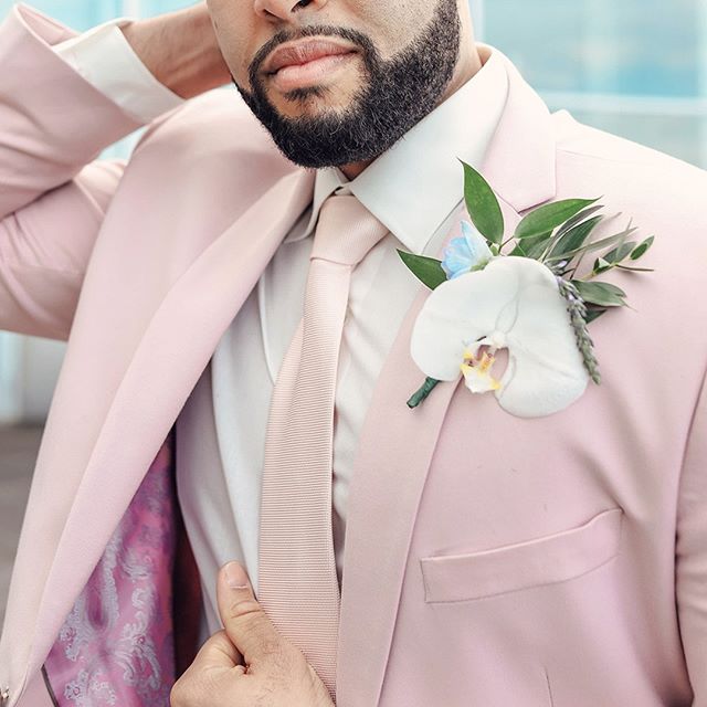 Two Piecs Pink Notched Lapel Dinner Prom Suits For Guys Slim Fit-BallBride