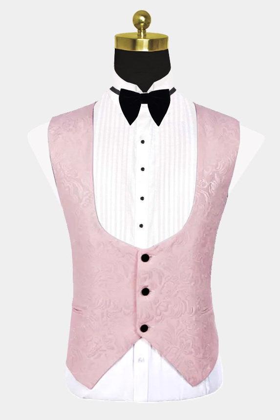 Unique Pink Jacquard Shawl Lapel Tuxedo for Guys-BallBride