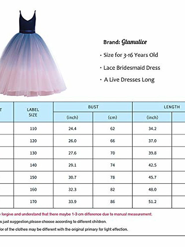 V Neck A Line Flower Girl Dress with Ombre Tulle and Lace-BallBride