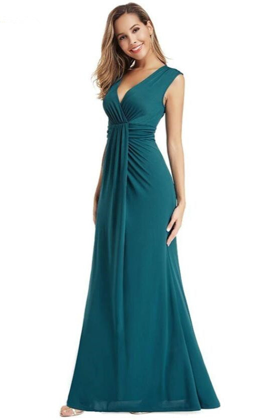 V-Neck Sleeveless Prom Dress - Beautiful Long Evening Gowns Online-BallBride