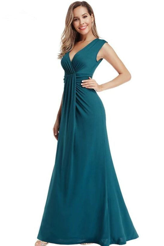 V-Neck Sleeveless Prom Dress - Beautiful Long Evening Gowns Online-BallBride