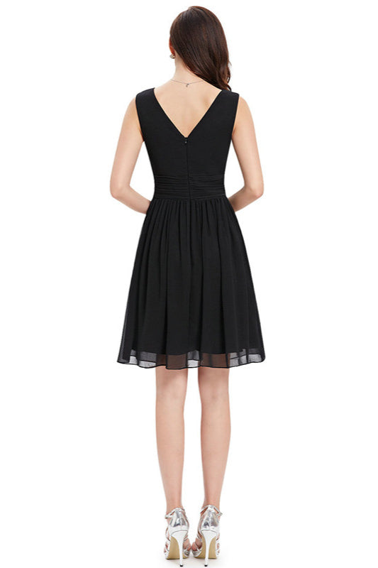 V-Neck Sleeveless Short Chiffon Homecoming Dress - Lovely-BallBride