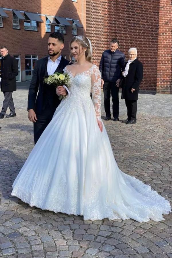 Vintage A-line Sweetheart Wedding Dresses with Long Sleeves Lace-BallBride