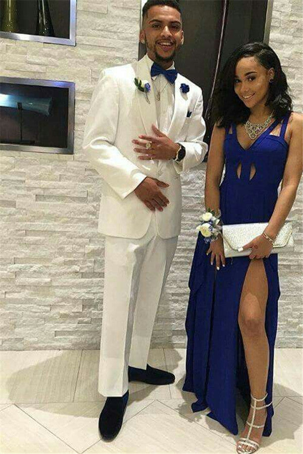White Custom Wedding Suits with Shawl Lapel - 2 Pieces-BallBride