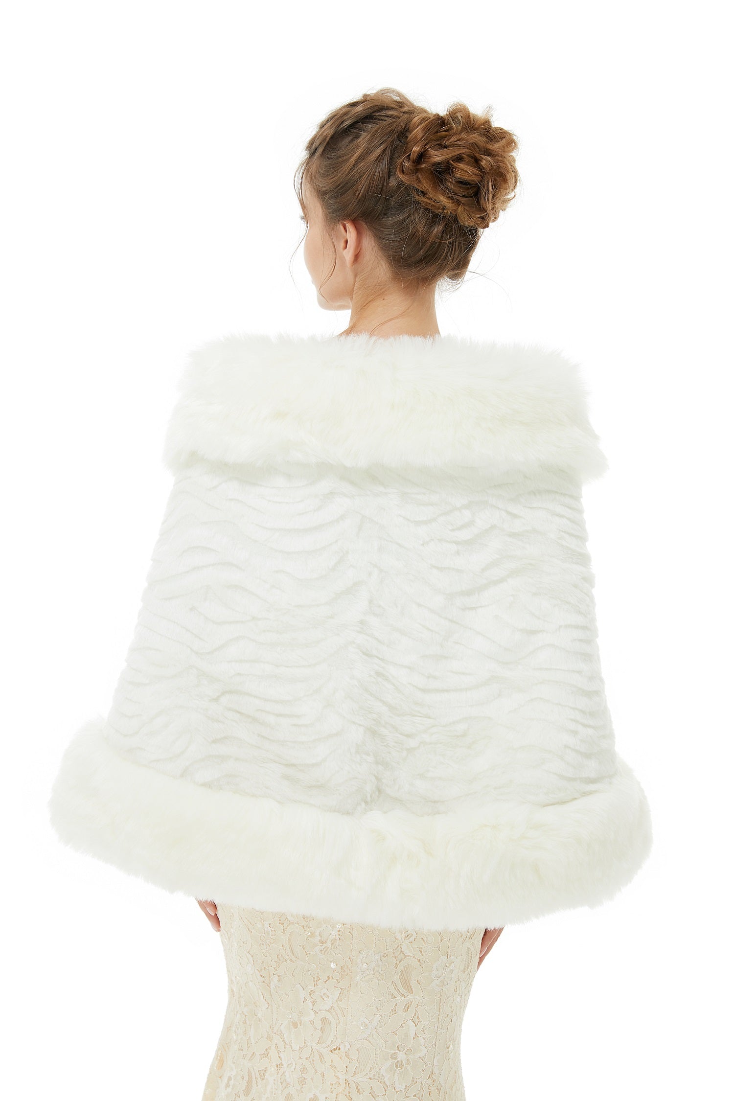 White Faux Fur Shawl Wrap - The Bride's Fashion Statement-BallBride