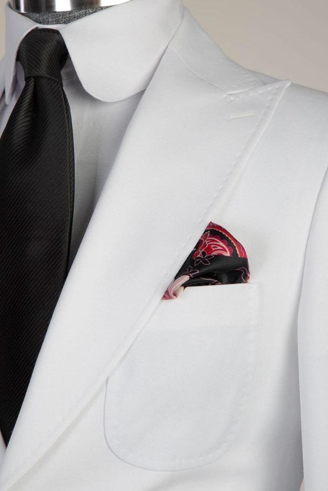 White Peaked Lapel Men Suit - Desmond Newest Business Style-BallBride