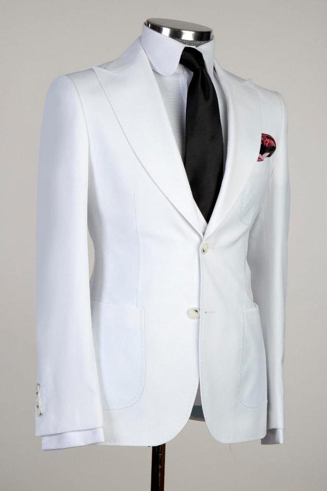White Peaked Lapel Men Suit - Desmond Newest Business Style-BallBride