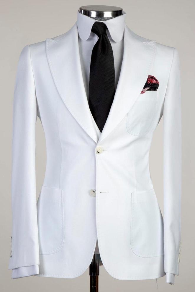 White Peaked Lapel Men Suit - Desmond Newest Business Style-BallBride