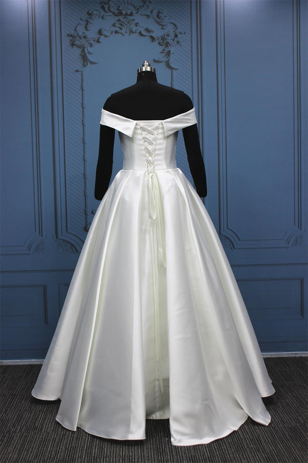 White Simple A Line Wedding Dress - Charmeuse Off-The-shoulder Sleeveless-BallBride