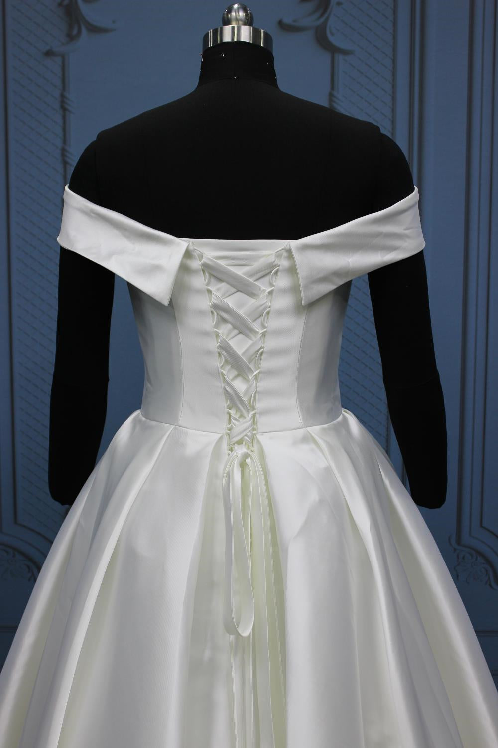 White Simple A Line Wedding Dress - Charmeuse Off-The-shoulder Sleeveless-BallBride
