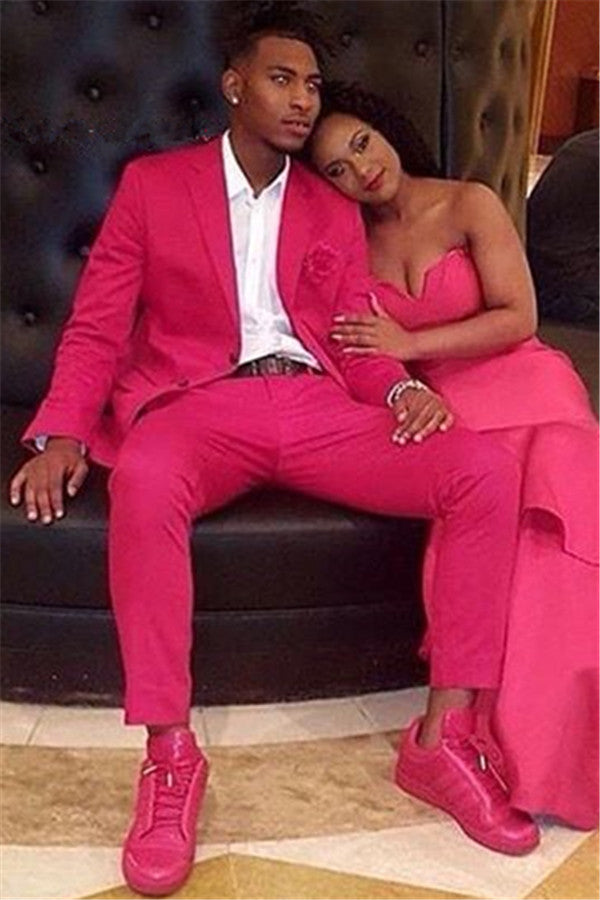 William Party Bespoke Prom Suit - New Arrive Notched Lapel For Men Fushcia-BallBride