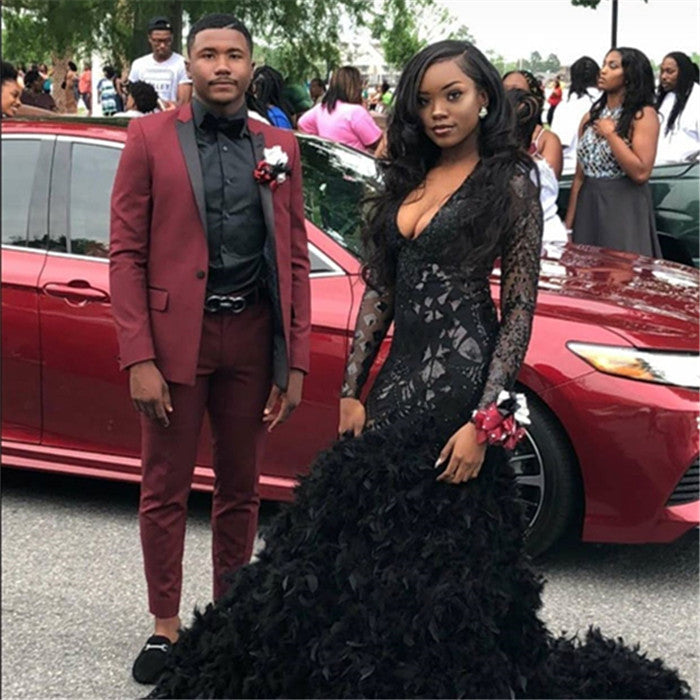 2 Piece Designer Black Lapel Wedding Suits for Men-BallBride
