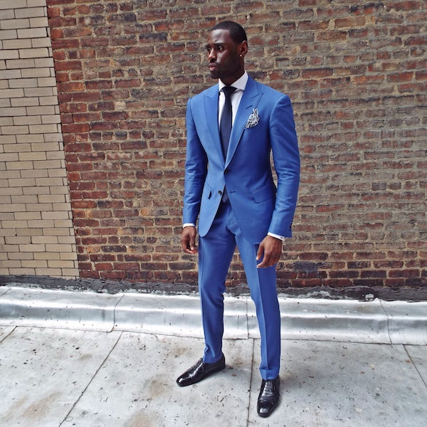 2 Piece Royal Blue Mens Summer Wedding Suit with Peaked Lapel-BallBride