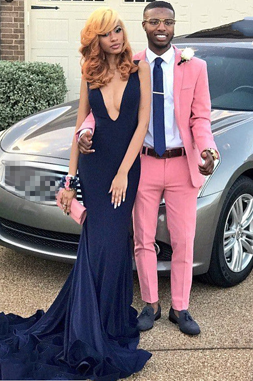 2 Pieces Candy Pink David Beckham Wedding Suit with Shawl Lapel-BallBride